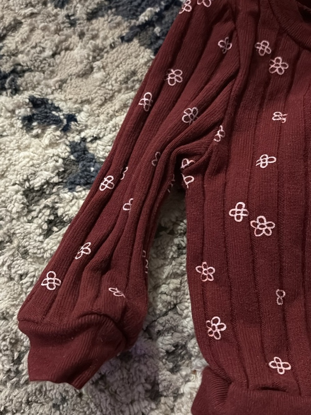 Kids Ribbed Two-Piece Set in Deep Maroon - Picture 2 of 6